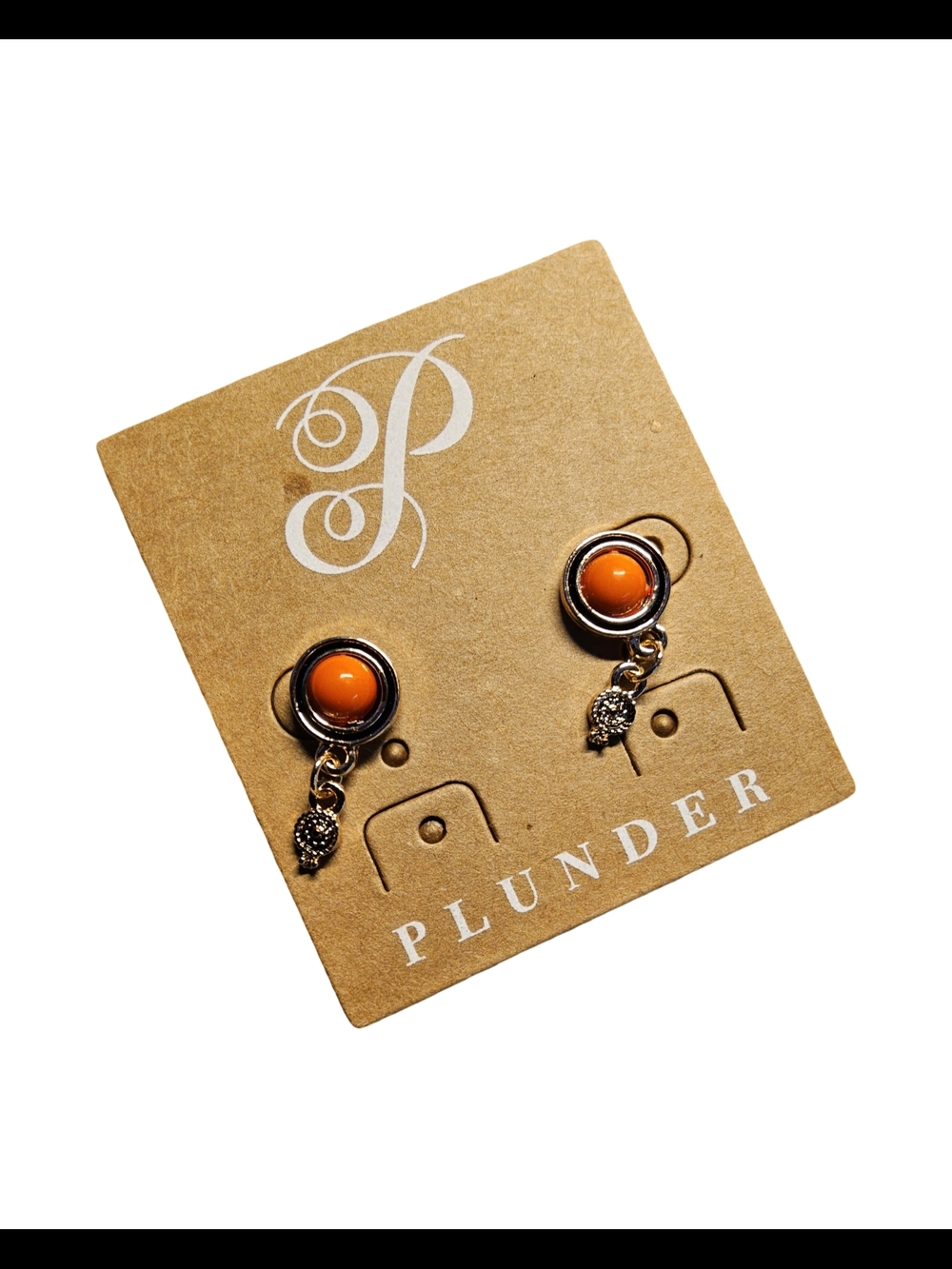 NWOT Plunder Fashion Jewelry Orange Drop Dangle Stud Earrings
